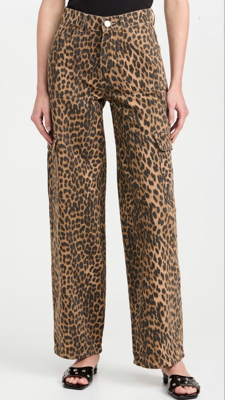 Damson Madder Leopard Dion Cargo Barrel Jeans US 14